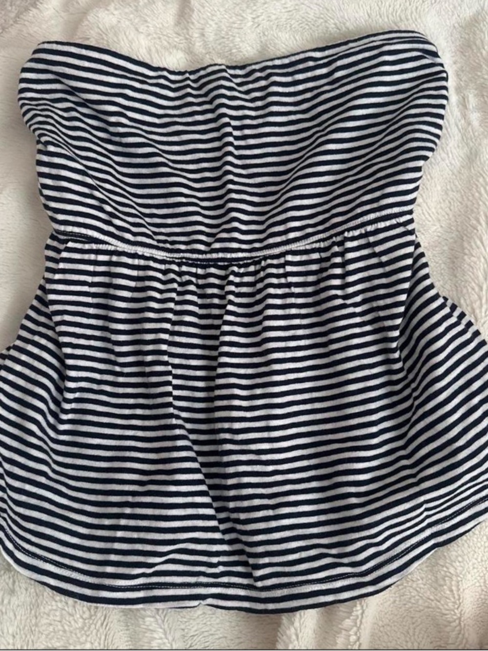 American Eagle Outfitters Navy and White Striped Strapless Tube Top